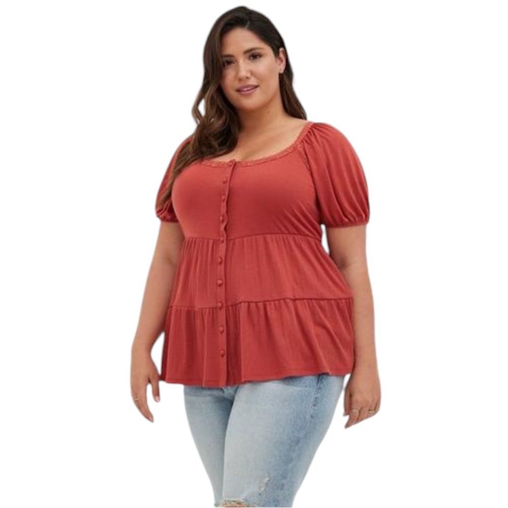 Torrid Rust Button-Front Top (Size Large) Nwot - image 3